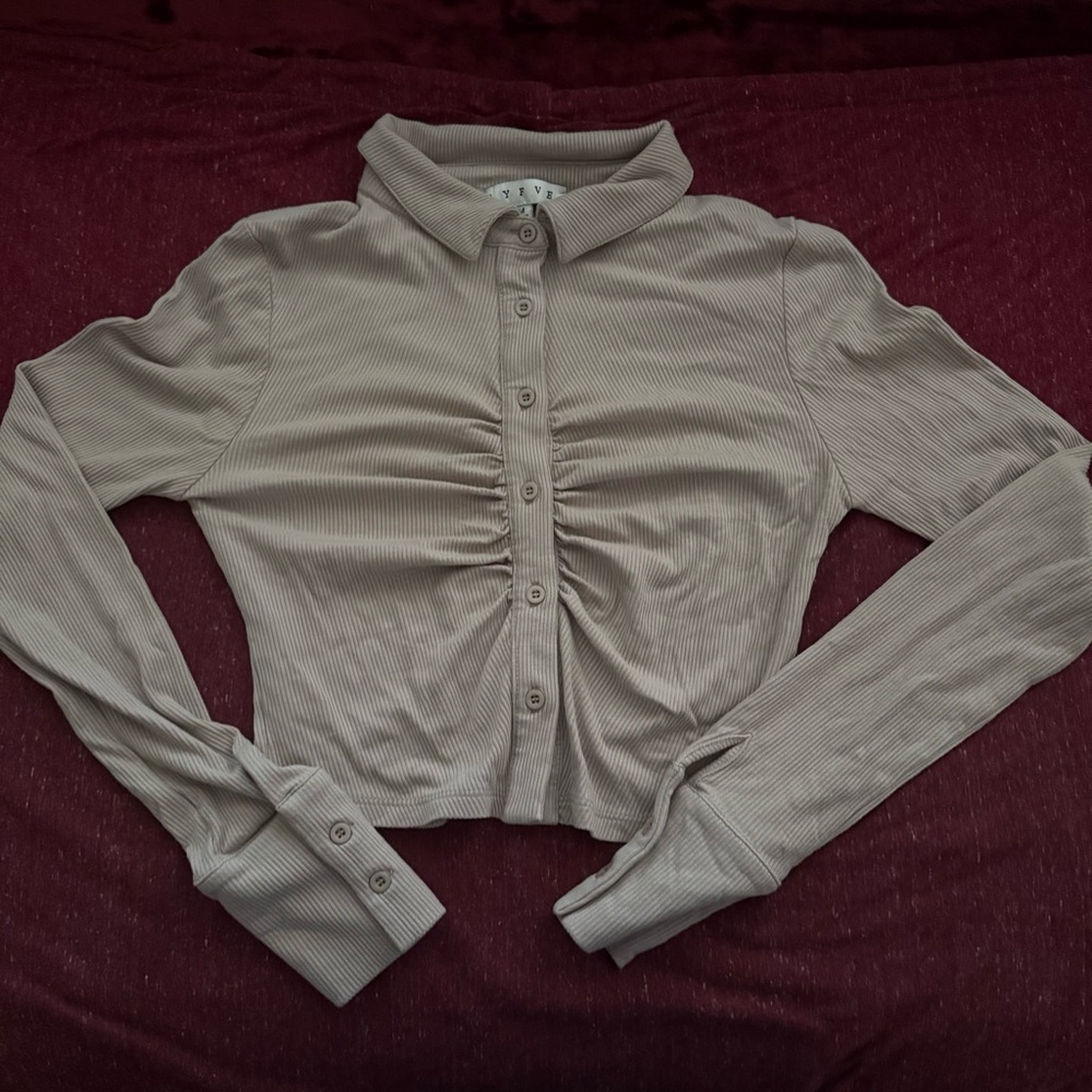 Ribbed button down blouse